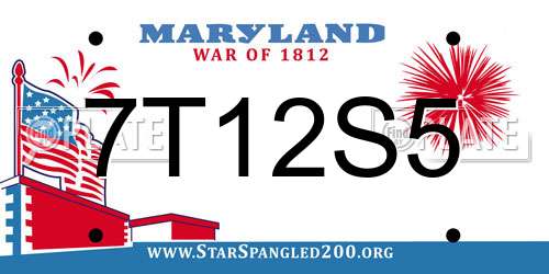 7T12S5 Maryland License Plate