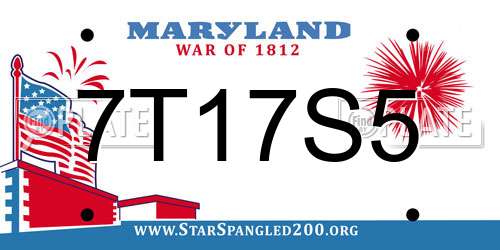 7T17S5 Maryland License Plate