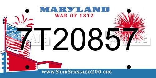 7T20857 Maryland License Plate