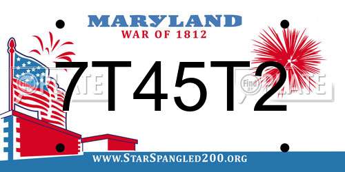 7T45T2 Maryland License Plate