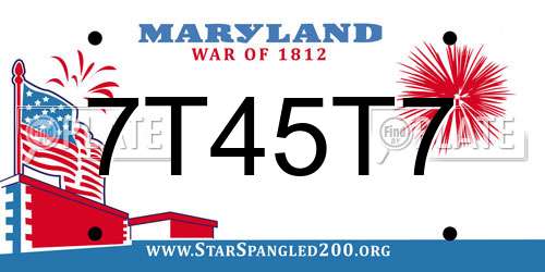 7T45T7 Maryland License Plate