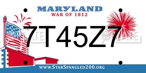 7T45Z7 Maryland License Plate