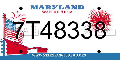 7T48338 Maryland License Plate