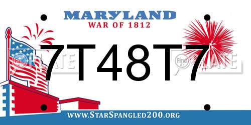 7T48T7 Maryland License Plate