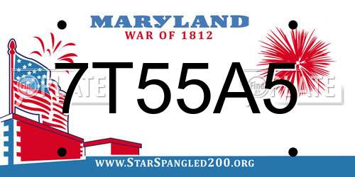 7T55A5 Maryland License Plate