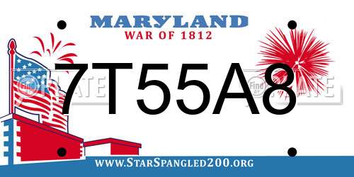 7T55A8 Maryland License Plate
