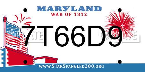 7T66D9 Maryland License Plate