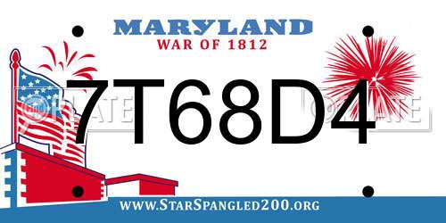 7T68D4 Maryland License Plate