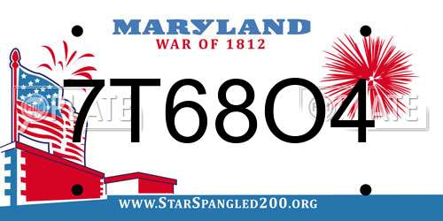 7T68O4 Maryland License Plate