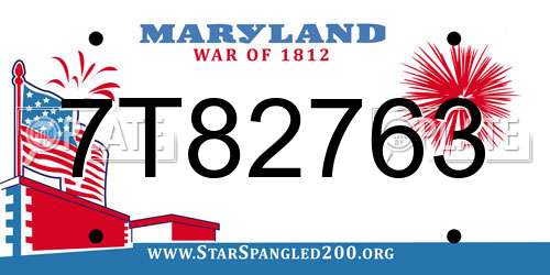 7T82763 Maryland License Plate