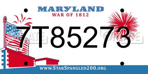 7T85273 Maryland License Plate