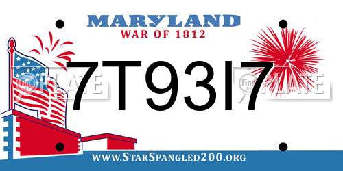 7T93I7 Maryland License Plate