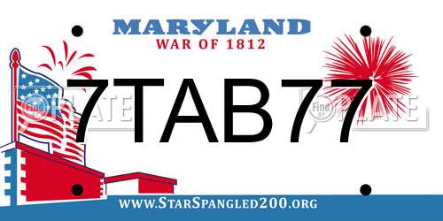 7TAB77 Maryland License Plate