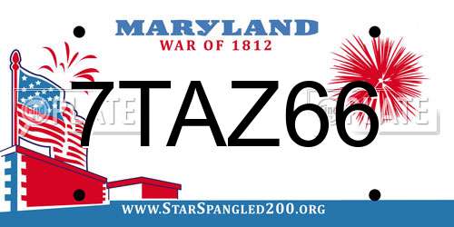 7TAZ66 Maryland License Plate