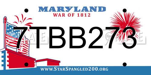 7TBB273 Maryland License Plate