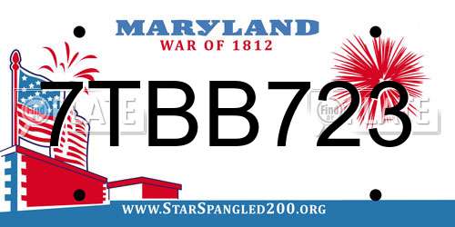 7TBB723 Maryland License Plate