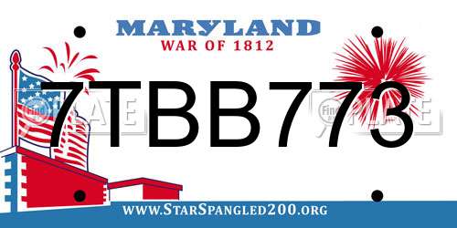 7TBB773 Maryland License Plate