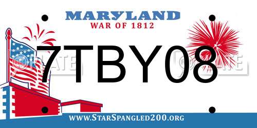 7TBY08 Maryland License Plate