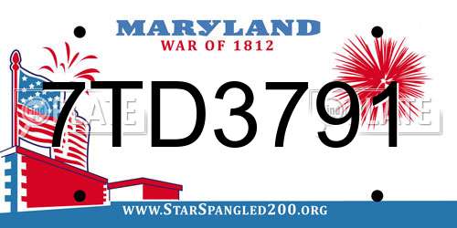 7TD3791 Maryland License Plate