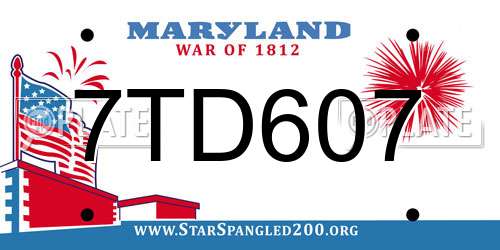 7TD607 Maryland License Plate