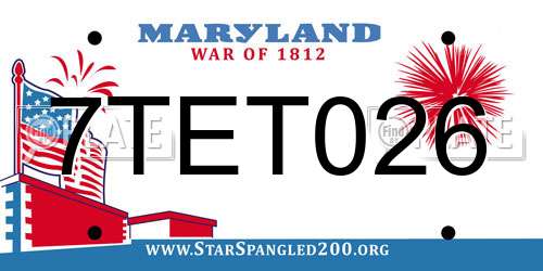 7TET026 Maryland License Plate