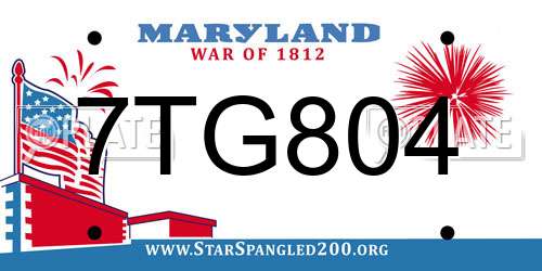 7TG804 Maryland License Plate