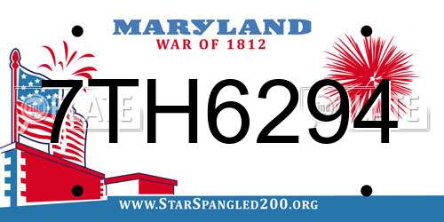 7TH6294 Maryland License Plate