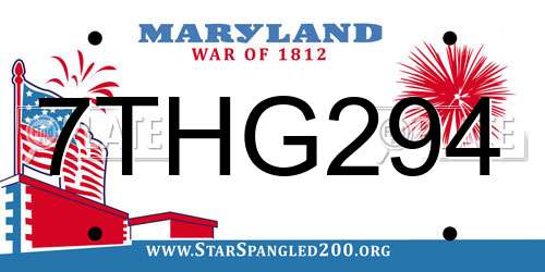 7THG294 Maryland License Plate