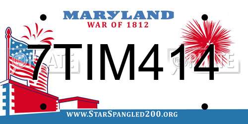 7TIM414 Maryland License Plate