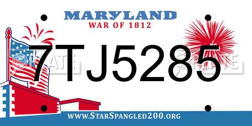 7TJ5285 Maryland License Plate