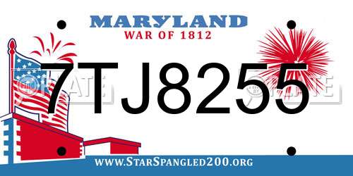 7TJ8255 Maryland License Plate