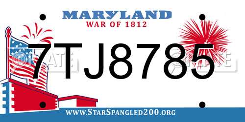 7TJ8785 Maryland License Plate
