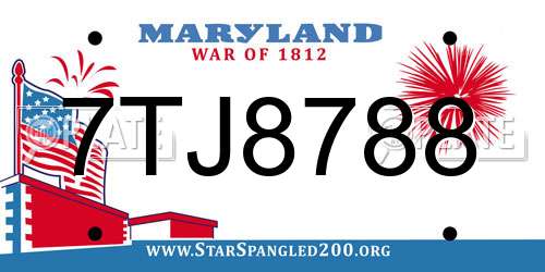 7TJ8788 Maryland License Plate