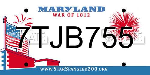 7TJB755 Maryland License Plate