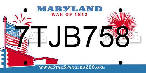 7TJB758 Maryland License Plate