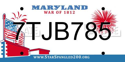 7TJB785 Maryland License Plate