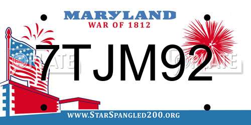 7TJM92 Maryland License Plate