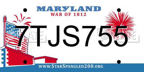 7TJS755 Maryland License Plate