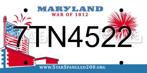 7TN4522 Maryland License Plate