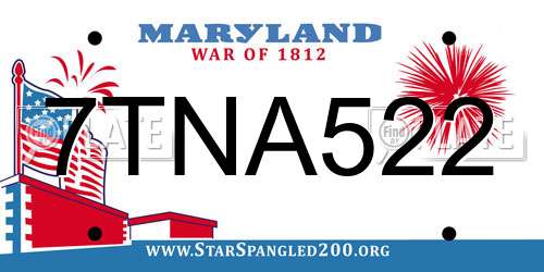 7TNA522 Maryland License Plate