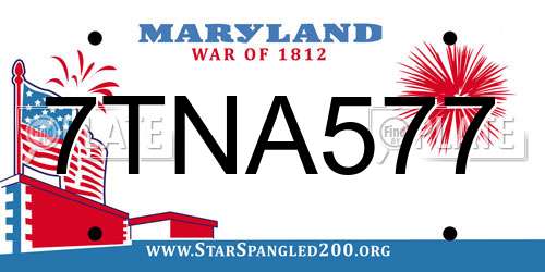 7TNA577 Maryland License Plate