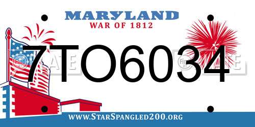 7TO6034 Maryland License Plate