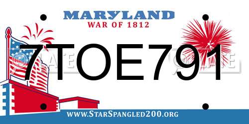 7TOE791 Maryland License Plate