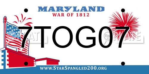 7TOG07 Maryland License Plate