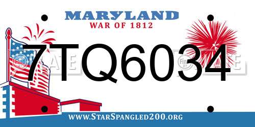 7TQ6034 Maryland License Plate