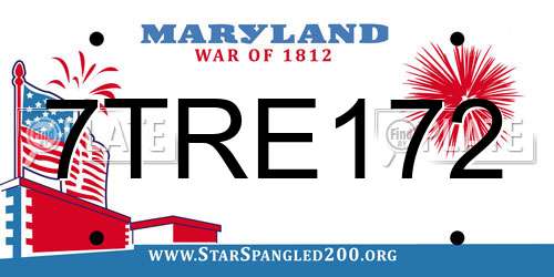 7TRE172 Maryland License Plate