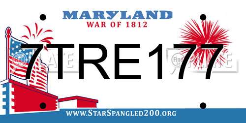 7TRE177 Maryland License Plate