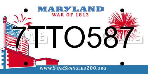 7TTO587 Maryland License Plate