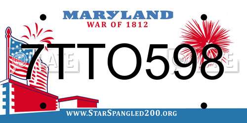 7TTO598 Maryland License Plate