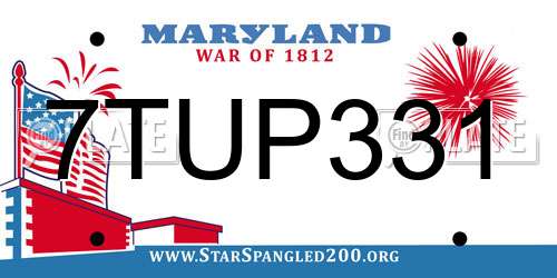 7TUP331 Maryland License Plate
